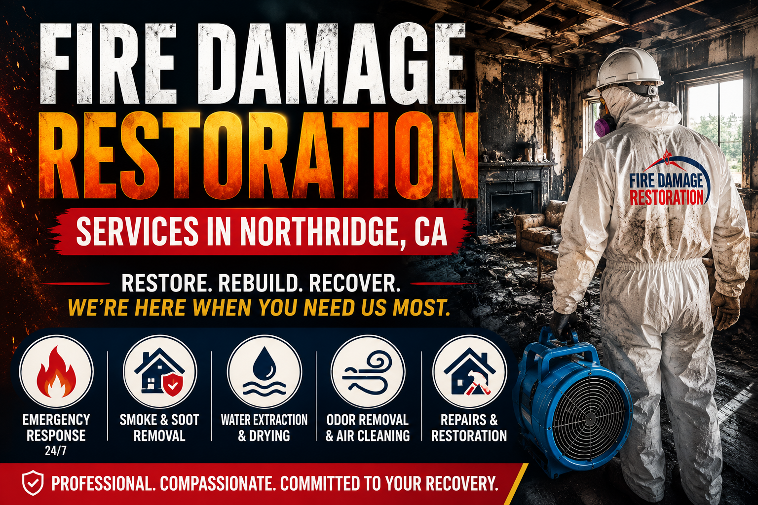 fire damage restoration - northridge - local service biz